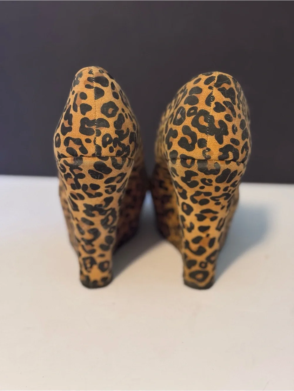 Leopard Print Platform Wedge Pumps